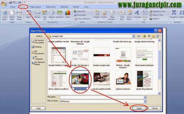 Cara Memasukkan Foto/Gambar Ke Microsoft Office Word | Juragan Cipir