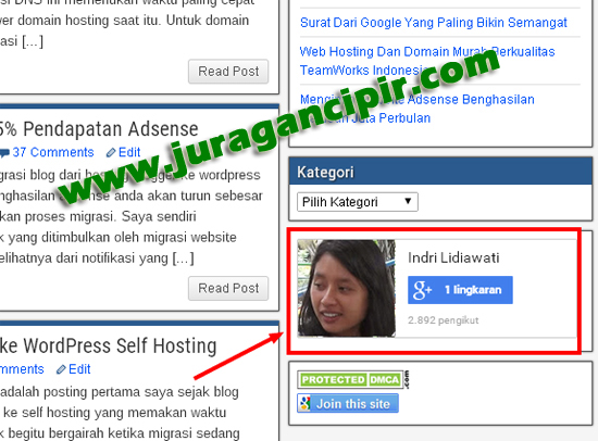 Cara Memasang Badge Profil Google Plus di Blog WordPress